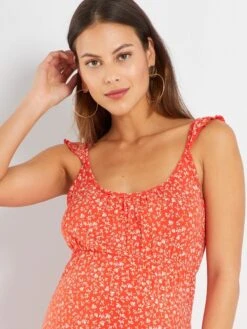 Vestido Largo Estampado Premamá - ROJO -Zalaris Tienda vestido largo estampado premama rojo zr593 3 frb4