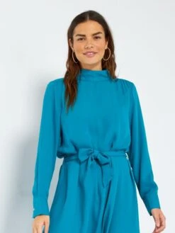 Vestido Largo Liso - AZUL -Zalaris Tienda vestido largo liso azul ajo62 2 frb5