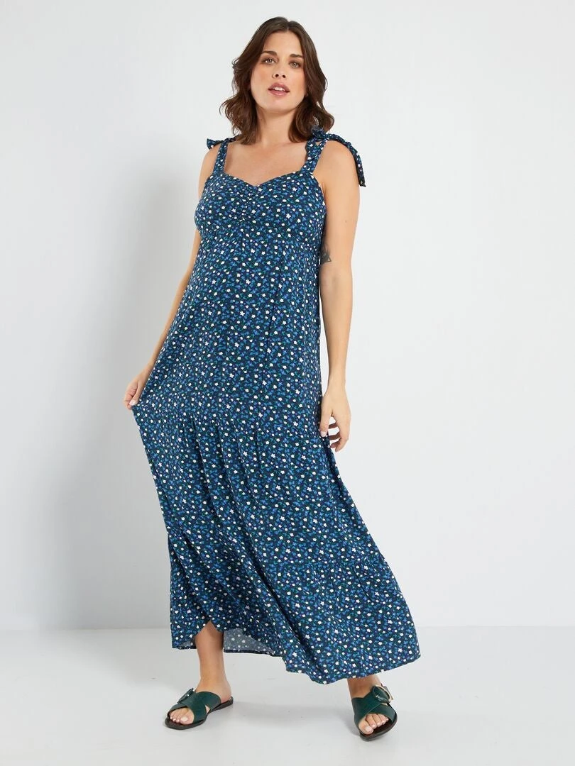 Vestido Largo Premamá - AZUL 3 Vestido Largo Premamá - AZUL