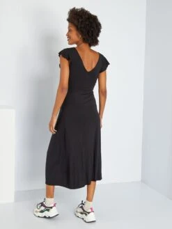 Vestido Largo Premamá Cuello Cruzado - Negro -Zalaris Tienda vestido largo premama cuello cruzado negro zn923 4 frb3