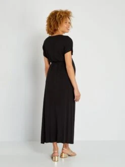 Vestido Largo Premamá Cuello De Pico - Negro -Zalaris Tienda vestido largo premama cuello de pico negro zn948 1 frb2