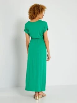 Vestido Largo Premamá Cuello De Pico - Verde -Zalaris Tienda vestido largo premama cuello de pico verde zn948 2 frb2
