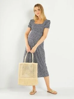 Vestido Largo Premamá De Flores - FLOR AZUL -Zalaris Tienda vestido largo premama de flores flor azul avk37 1 frb3