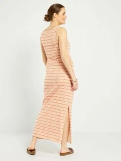 Vestido Largo Premamá De Punto - NARANJA -Zalaris Tienda vestido largo premama de punto naranja ake69 1 frb2