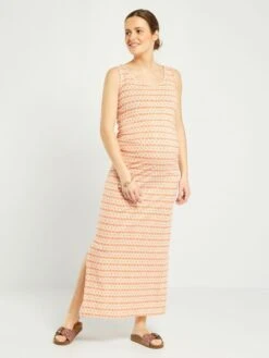 Vestido Largo Premamá De Punto - NARANJA -Zalaris Tienda vestido largo premama de punto naranja ake69 1 frb3