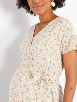 Vestido Largo Premamá 'flores' - BLANCO -Zalaris Tienda vestido largo premama flores blanco zn920 4 frb5