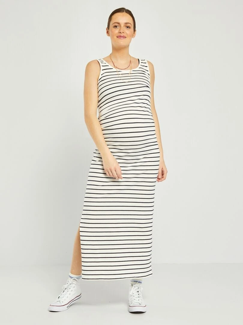 Vestido Largo Premamá 'rayas' - BLANCO 3 Vestido Largo Premamá 'rayas' - BLANCO