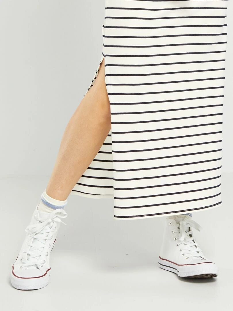 Vestido Largo Premamá 'rayas' - BLANCO 6 Vestido Largo Premamá 'rayas' - BLANCO - Imagen 4