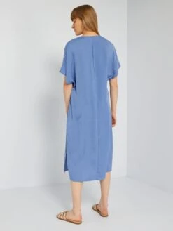 Vestido Largo Satinado - Azul Gris -Zalaris Tienda vestido largo satinado azul gris aem33 1 frb4