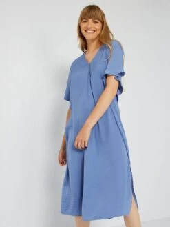 Vestido Largo Satinado - Azul Gris -Zalaris Tienda vestido largo satinado azul gris aem33 1 frb6