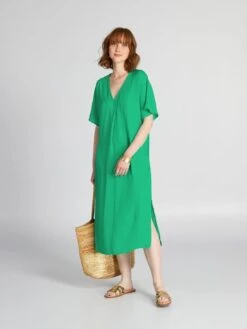 Vestido Largo Satinado - Verde