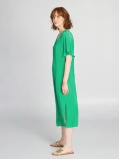 Vestido Largo Satinado - Verde -Zalaris Tienda vestido largo satinado verde aem33 2 frb5