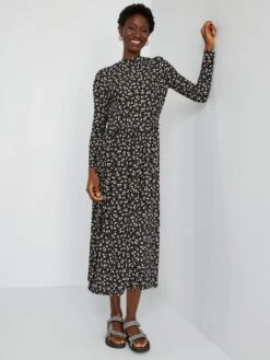 Vestido Largo Vaporoso Con Motivo - NEGRO -Zalaris Tienda vestido largo vaporoso con motivo negro yv597 3 frb6