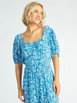 Vestido Midi Con Motivo - AZUL -Zalaris Tienda vestido midi con motivo azul arr97 1 frb2