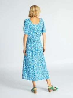 Vestido Midi Con Motivo - AZUL -Zalaris Tienda vestido midi con motivo azul arr97 1 frb3