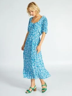 Vestido Midi Con Motivo - AZUL -Zalaris Tienda vestido midi con motivo azul arr97 1 frb4