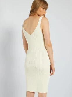 Vestido Midi De Canalé - Blanco -Zalaris Tienda vestido midi de canale blanco awc99 2 frb3