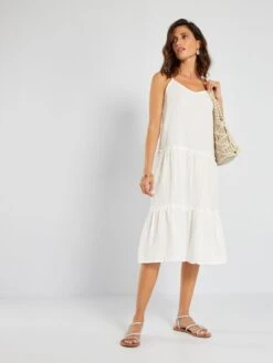 Vestido Midi De Gasa De Algodón 'JDY' - BEIGE