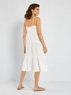 Vestido Midi De Gasa De Algodón 'JDY' - BEIGE -Zalaris Tienda vestido midi de gasa de algodon jdy beige ail65 1 frb3