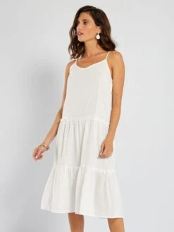 Vestido Midi De Gasa De Algodón 'JDY' - BEIGE -Zalaris Tienda vestido midi de gasa de algodon jdy beige ail65 1 frb4