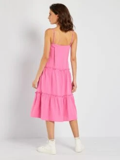 Vestido Midi De Gasa De Algodón 'JDY' - ROSA -Zalaris Tienda vestido midi de gasa de algodon jdy rosa ail65 5 frb3