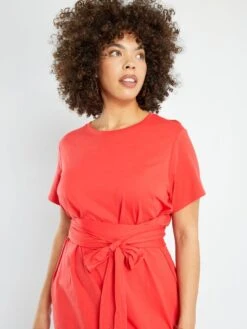 Vestido Midi De Punto Entallado - Rojo -Zalaris Tienda vestido midi de punto entallado rojo zq762 1 frb4