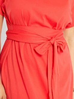 Vestido Midi De Punto Entallado - Rojo -Zalaris Tienda vestido midi de punto entallado rojo zq762 1 frb5