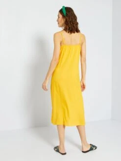 Vestido Midi De Tirantes Finos - AMARILLO -Zalaris Tienda vestido midi de tirantes finos amarillo zk459 2 frb3