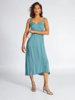 Vestido Midi De Tirantes Finos - AZUL