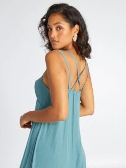 Vestido Midi De Tirantes Finos - AZUL -Zalaris Tienda vestido midi de tirantes finos azul avj54 1 frb3