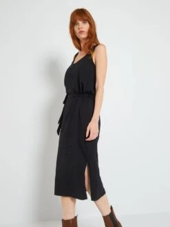 Vestido Midi Entallado - Negro -Zalaris Tienda vestido midi entallado negro zg182 1 frb2