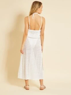 Vestido Playero De Ganchillo Con Espalda Abierta - Blanco -Zalaris Tienda vestido playero de ganchillo con espalda abierta blanco zs100 1 frb3