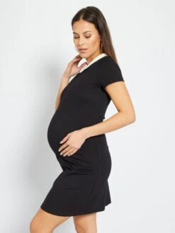 Vestido Premamá Con Cuello Bebé - Negro -Zalaris Tienda vestido premama con cuello bebe negro zm049 1 frb3