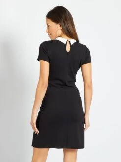 Vestido Premamá Con Cuello Bebé - Negro -Zalaris Tienda vestido premama con cuello bebe negro zm049 1 frb4