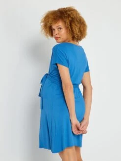 Vestido Premamá Con Cuello De Pico - AZUL -Zalaris Tienda vestido premama con cuello de pico azul zq432 7 frb3