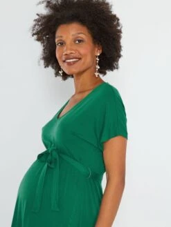 Vestido Premamá Con Cuello De Pico - VERDE -Zalaris Tienda vestido premama con cuello de pico verde zq432 5 frb3