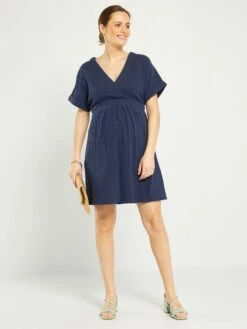 Vestido Premamá De Gasa De Algodón - Negro Iris