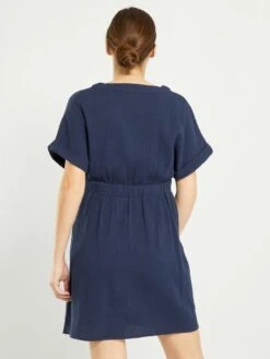 Vestido Premamá De Gasa De Algodón - Negro Iris -Zalaris Tienda vestido premama de gasa de algodon negro iris ael70 2 frb3