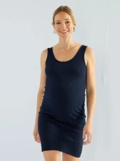 Vestido Premamá De Punto De Canalé - Azul