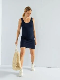 Vestido Premamá De Punto De Canalé - Azul -Zalaris Tienda vestido premama de punto de canale azul zr545 1 frb4