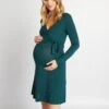 Vestido Premamá Midi De Punto - VERDE