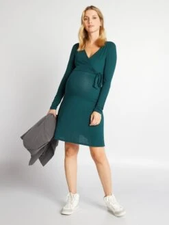 Vestido Premamá Midi De Punto - VERDE -Zalaris Tienda vestido premama midi de punto verde ajt60 2 frb4