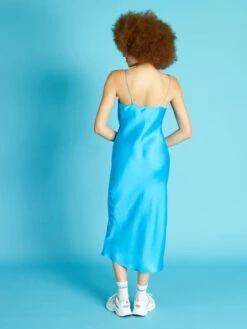 Vestido Satinado - Azul -Zalaris Tienda vestido satinado azul aup18 1 frb3