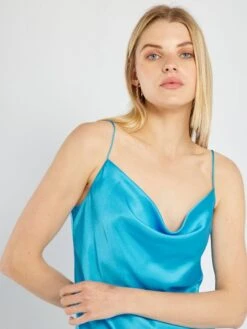 Vestido Satinado - Azul -Zalaris Tienda vestido satinado azul aup18 1 frb6