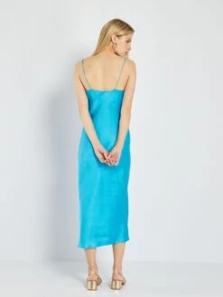 Vestido Satinado - Azul -Zalaris Tienda vestido satinado azul aup18 1 frb7