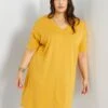 Vestido Tipo Camiseta De Punto - AMARILLO