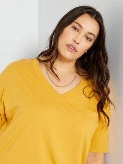 Vestido Tipo Camiseta De Punto - AMARILLO -Zalaris Tienda vestido tipo camiseta de punto amarillo zm767 1 frb3