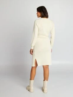 Vestido Tipo Camiseta De Tejido Suave - Beige -Zalaris Tienda vestido tipo camiseta de tejido suave beige aju16 1 frb3