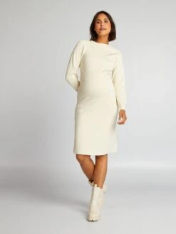 Vestido Tipo Camiseta De Tejido Suave - Beige -Zalaris Tienda vestido tipo camiseta de tejido suave beige aju16 1 frb4