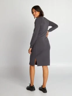 Vestido Tipo Camiseta De Tejido Suave - Gris Oscuro -Zalaris Tienda vestido tipo camiseta de tejido suave gris oscuro aju16 2 frb3